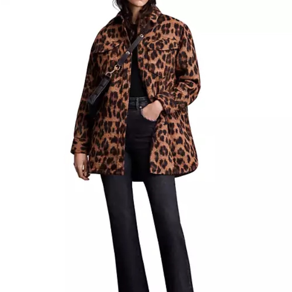 All Saints Sophie Leopard Print Wool Jacket  Size US 2, UK 34